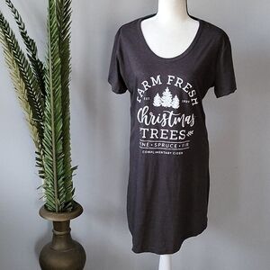 Instant Message charcoal gray short sleeve graphic print dress Size 12/14
